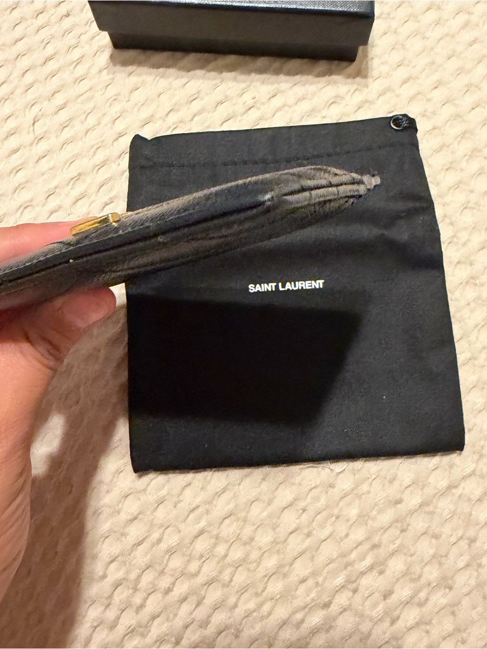 Saint Laurent Black Leather YSL Gold-Logo Card Case - Picture 6 of 10